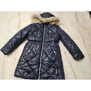 Tommy Hilfiger Girls' Long Puffer Jacket Waterproof with Polar Fleece Navy, S(7)